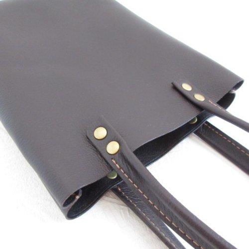 マチりん様、専用 新作・牛革・ぷっくり三角マチ・BOXミニトート・シュリンク・ダーク