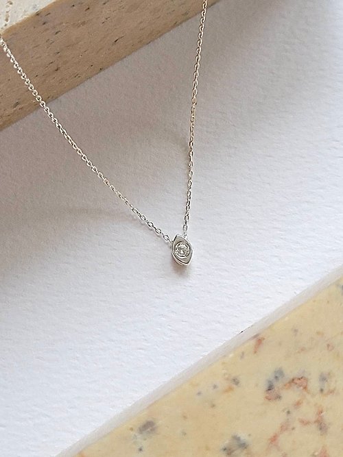 A.pearl 水晶純銀輕珠寶 單鑽純銀項鍊/單鑽/經典款/A.pearl
