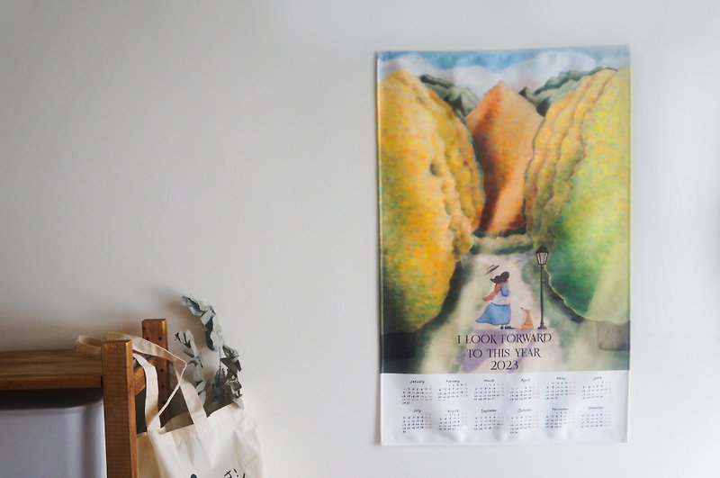 2023年が楽しみな布壁掛けカレンダー - ポスター・絵 - ポリエステル オレンジ