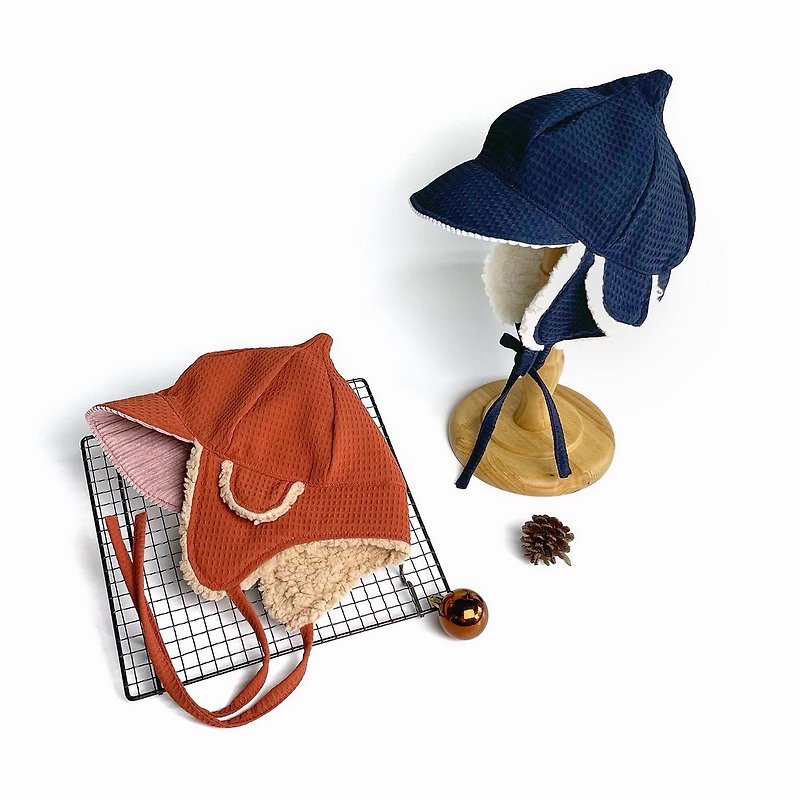 [In stock] Utopia ticket in hand | Double-sided corduroy fleece toddler flight cap - Baby Hats & Headbands - Cotton & Hemp Red