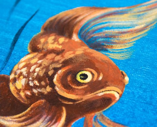 原画　金魚　絵画　動物画　アクリル画　現代アート　一点物　手描き 魚の絵金魚のオリジナルアートキャンバスに手描きのアクリル画