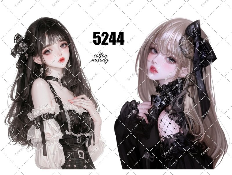 original sticker no.5244 人物ステッカー オリジナルステッカー オリジナル人物ステッカー 装飾ステッカー cotton melody - 貼紙 - 紙 