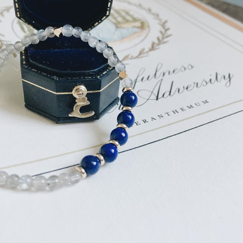 Enko | Enid's studio lapis lazuli and moonstone 14k gold bracelet - สร้อยข้อมือ - เครื่องประดับพลอย สีน้ำเงิน