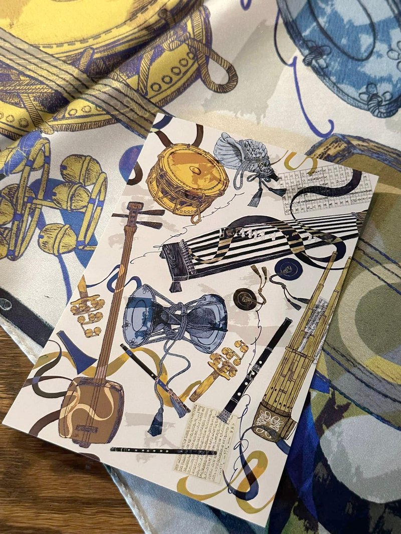 50cm 方形_絲綢絲巾_日本樂器圖案 絲綢絲巾 ChristalART - 絲巾 - 其他材質 多色