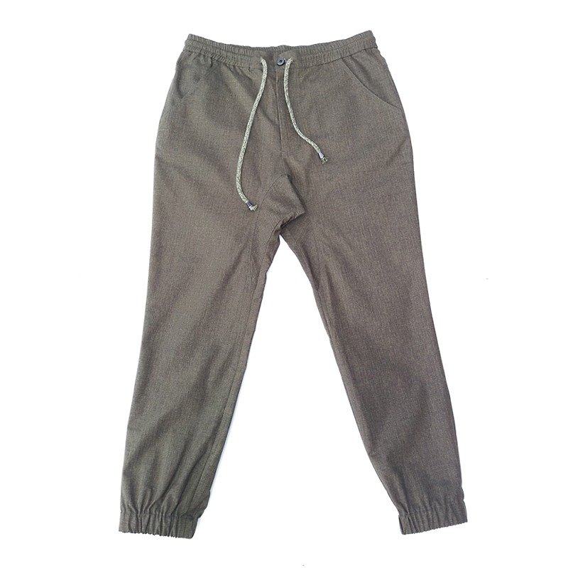 Ramie cotton jogger pants - กางเกงขายาว - ผ้าฝ้าย/ผ้าลินิน สีเขียว