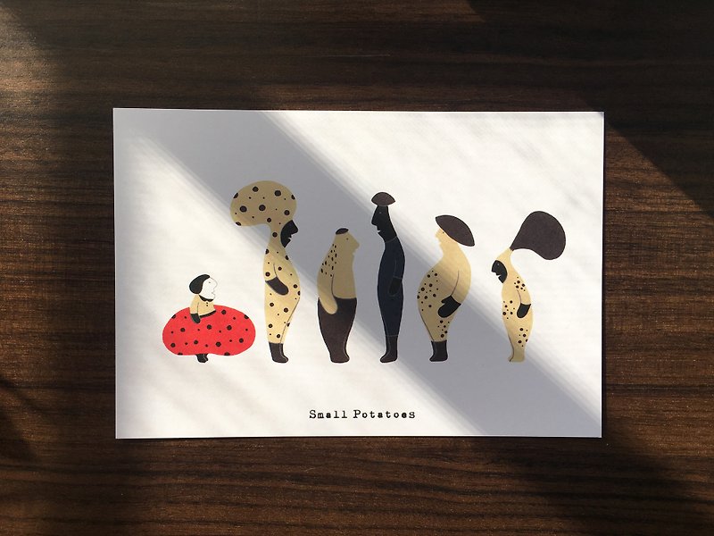 小さなジャガイモのポストカード/きのこ/菌類の家族 - カード・はがき - 紙 ホワイト