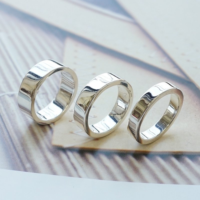 簡約 純銀 單戒指(4/6/7mm) 925銀飾(單只價) - 戒指 - 純銀 銀色