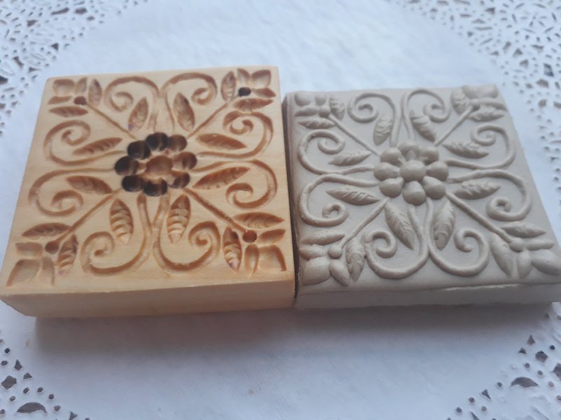 Wooden cookie mold, stamp for gingerbread, springerle stamp for cookie and clay. - 烘焙/料理 - 木頭 咖啡色