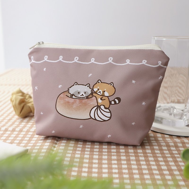 Raccoon Donuts-Cosmetic Bag/Pen Case/Storage Bag - Toiletry Bags & Pouches - Polyester Khaki