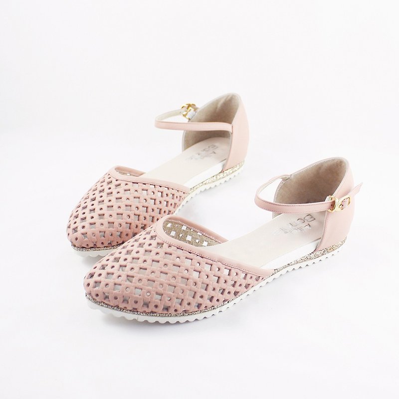 Parent-child shoes Mommy style good breathable hug toe leather sandals-concubine powder - Sandals - Genuine Leather Pink