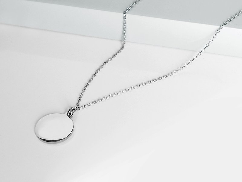 Disc Necklace | Silver | Engravable - Necklaces - Stainless Steel Silver