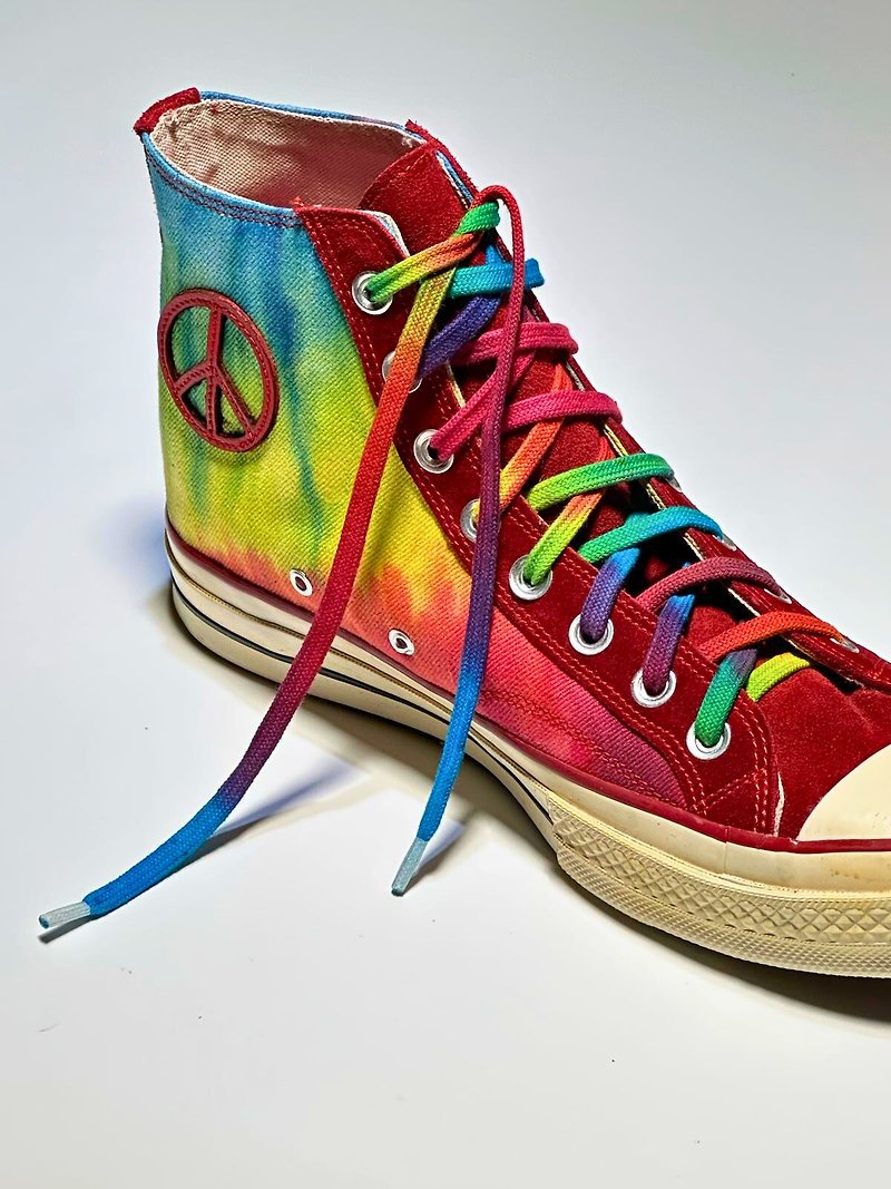 Tie-dyed shoelaces RAINBOW by local craftsmen【Collaboration with PHYSIOJAM】 - Insoles & Accessories - Cotton & Hemp Purple