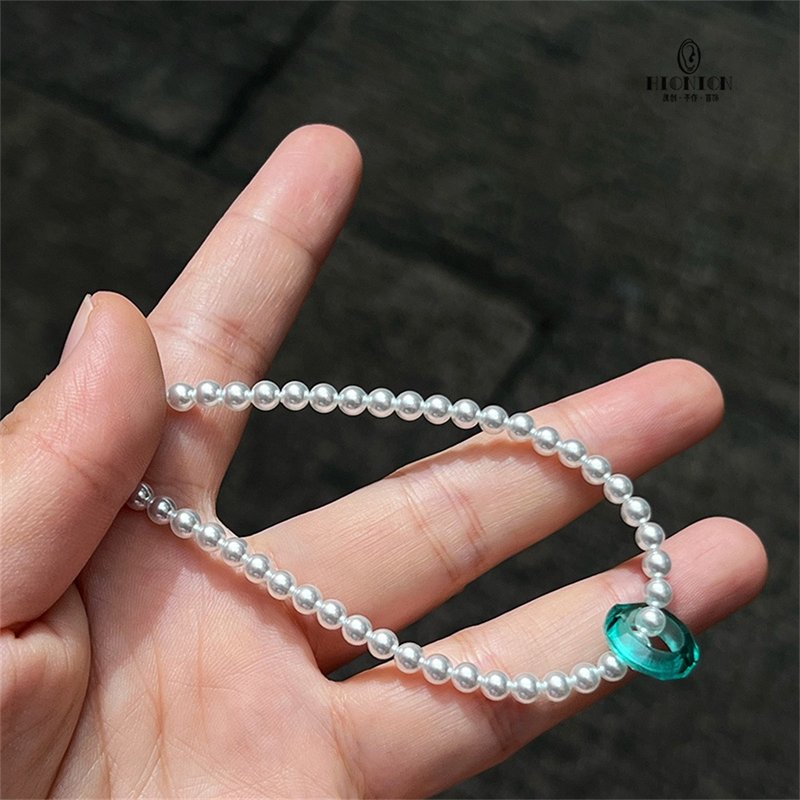 Hi Onion imported strong light 4mm Shijia imitation Australian white millet pearl necklace classic simple elegant clavicle chain - Necklaces - Other Materials 