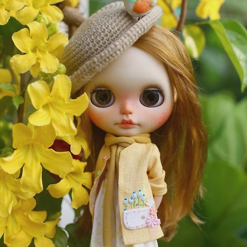 rabbitinthemoonthai Farmer girl set* / Set of 2 Pcs / Doll clothes for Neo Blythe , Pullip ,Licca do