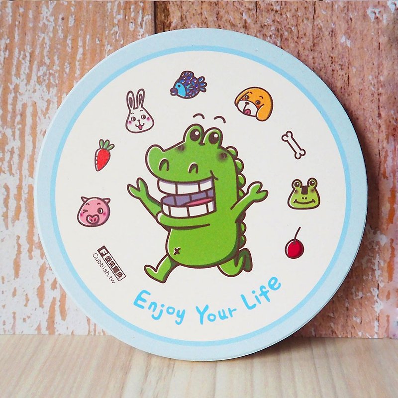 Smirking Crocodile-Ceramic Absorbent Coaster-Enjoy Life - Other - Pottery 