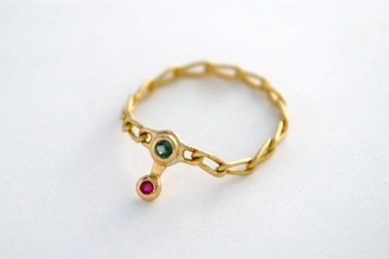 Pinkoi Proxy Purchase - K22 Tourmaline and Ruby Chain Ring - General Rings - Other Metals 