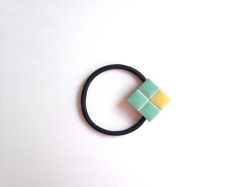 Tile hair rubber (light green × yellow) - Hair Accessories - Pottery 