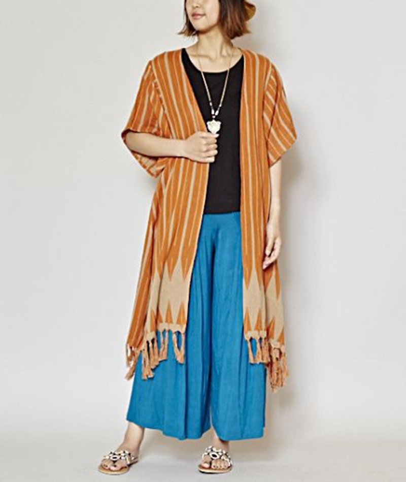 【Pre-order】 ✱ line geometry cardigan tassel ✱ (two-color) - Overalls & Jumpsuits - Cotton & Hemp Multicolor