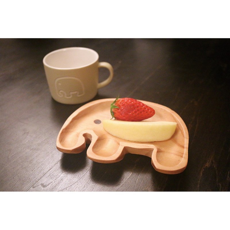 【SPICE】Japan PETIT'S MAMAN Natural Pine Children's Dinner Plate-Elephant - Children's Tablewear - Wood Multicolor