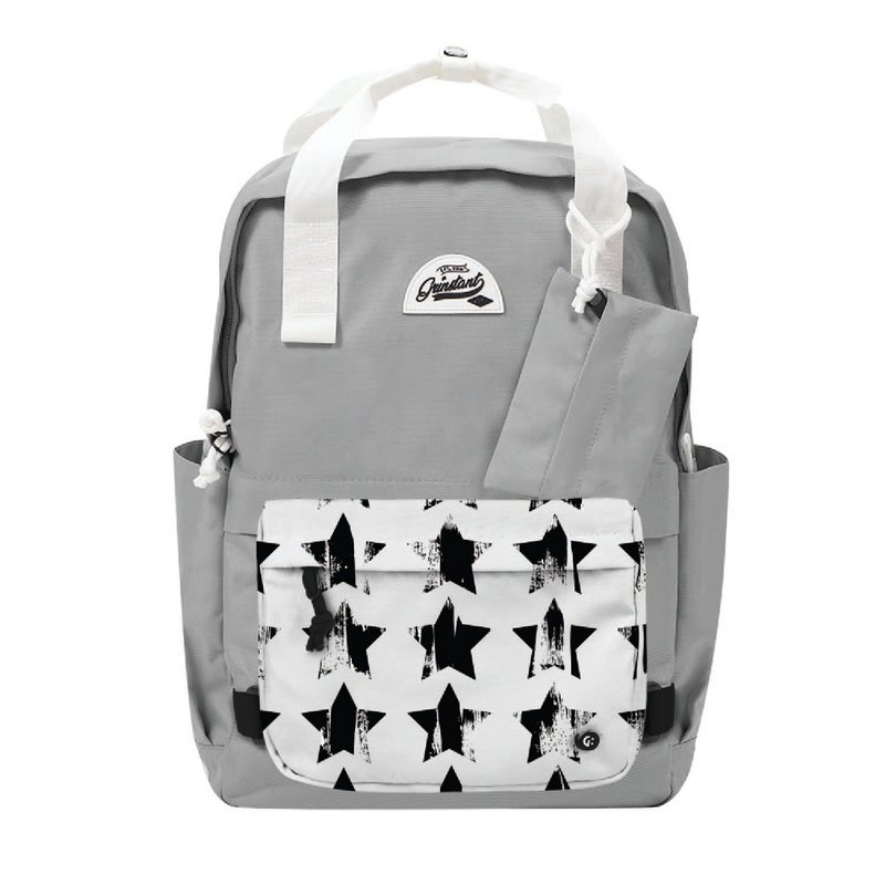 Grinstant Mix and Match Detachable 15.6-inch Backpack - Dream Series (Light Gray with Stars) - Backpacks - Polyester Gray