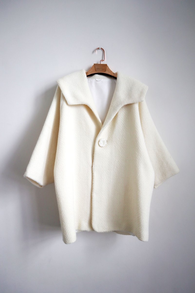 Pumpkin Vintage. Ancient Japanese coat coat - เสื้อแจ็คเก็ต - ขนแกะ ขาว