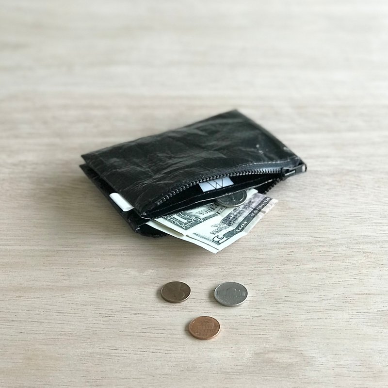 black【mini wallet】超軽量ポリエチレン素材 / ユニセックス - 銀包 - 尼龍 黑色