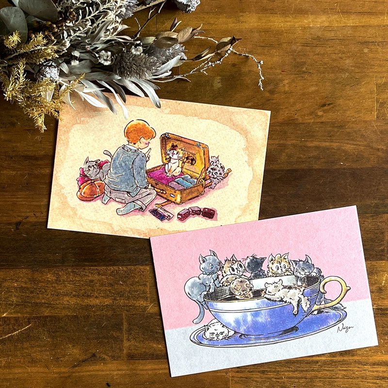 postcard_ポストカード【おねがい】【ティーパーティ】 - 卡片/明信片 - 紙 白色