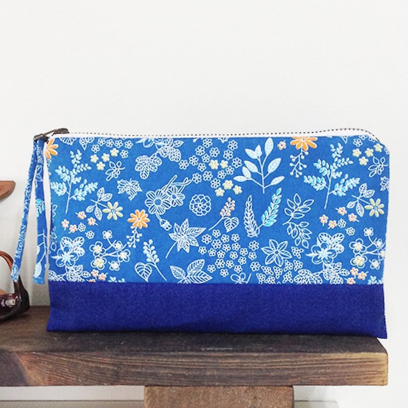 [Denin Blue] Pencil Case / YKK Zipper Cosmetic Bag Universal Bag - กระเป๋าเครื่องสำอาง - ผ้าฝ้าย/ผ้าลินิน สีน้ำเงิน