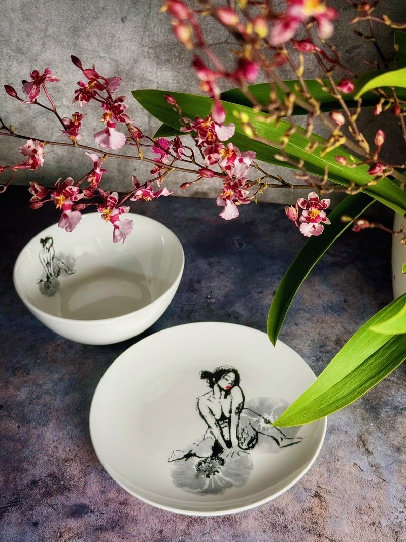 清吟 餐具組 一碗一盤 - 碗 - 瓷 白色