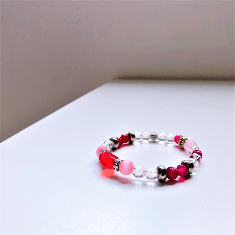 Twisted Semi- Gemstone Crystal Chalcedony Ore Bracelet - Bracelets - Other Materials Pink