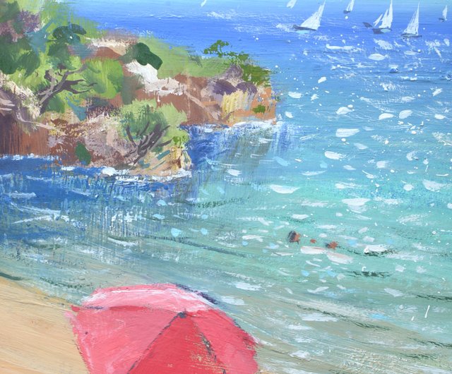 オリジナル絵画 海の絵画 海辺の絵画 海景アート 海 24x18cm