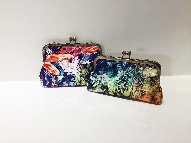 Rainbow flowers clasp frame bag/with chain/ cosmetic bag - Clutch Bags - Cotton & Hemp Multicolor