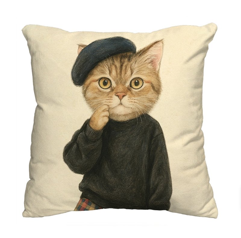 The Neko Ladies時尚貓咪抱枕 │ 法式貓 - 枕頭/抱枕 - 棉．麻 多色