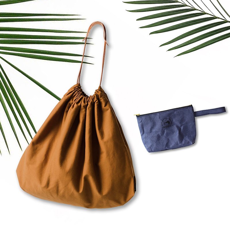 [Value Fu bag] canvas shoulder bag side backpack + universal storage bag / beam Drawstring green shopping bag - Messenger Bags & Sling Bags - Cotton & Hemp 