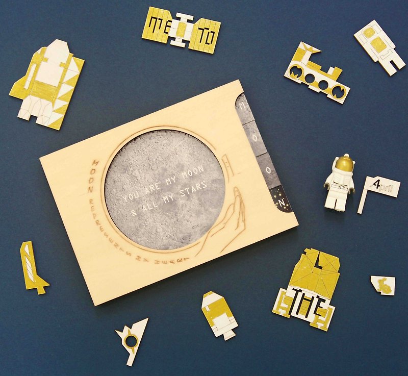 木頭 卡片/明信片 咖啡色 - DIY故事木卡片相框 – 月亮