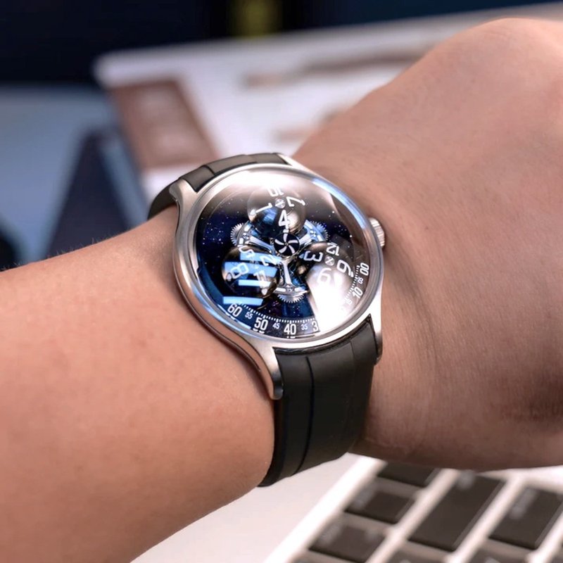 OBLVLO 歐弗洛  星球三體系列腕錶-星空款 - 男錶/中性錶 - 不鏽鋼 黑色