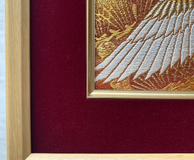 きものからつくるアートパネル 035 縁起物 壁掛け 絵画 1点もの 金糸
