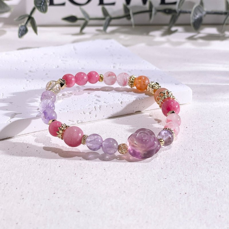 Sanctuary Stone Rose among Flowers | Rhodonite | Stone| Crystal Bracelet A2401 - Bracelets - Crystal Pink