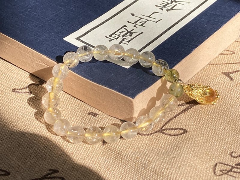 【貔貅攬財。水晶手鏈】金髮晶、綠幽靈、黃水晶|14GF - 手鍊/手環 - 其他材質 黃色