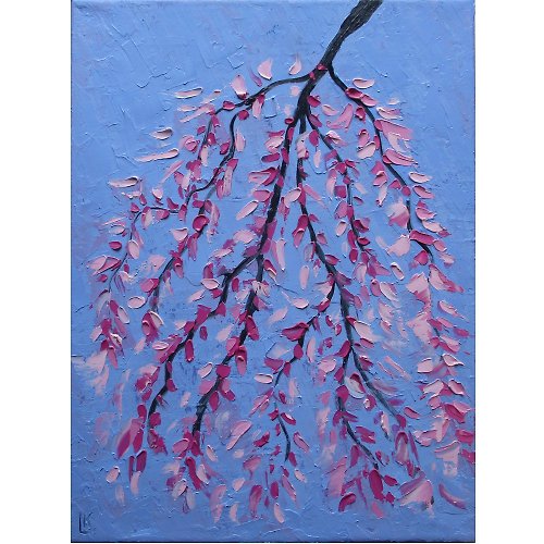Artkingdom7 Original Painting Modern Cherry Blossom Tree Sakura Japanese Hanami Art