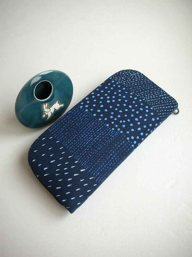 Day and "Rainbow marching song" - long clip / wallet / coin purse / gift - Wallets - Cotton & Hemp Blue