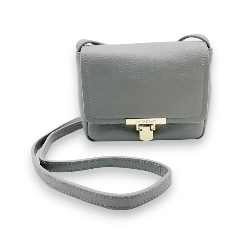 Isha Pebbled Leather Small Shoulder Satchel Bag(Blue Glacier) - Messenger Bags & Sling Bags - Genuine Leather 