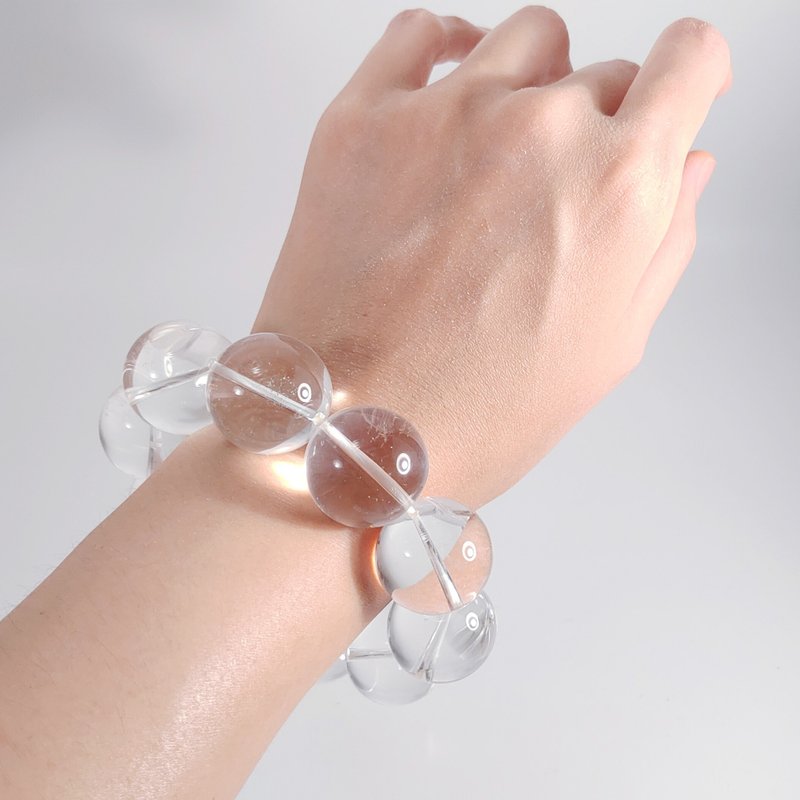 Natural White Crystal Crystal King Purification Wisdom Energy Collection Large Gemstone Bracelet Single Product - สร้อยข้อมือ - เครื่องเพชรพลอย ขาว