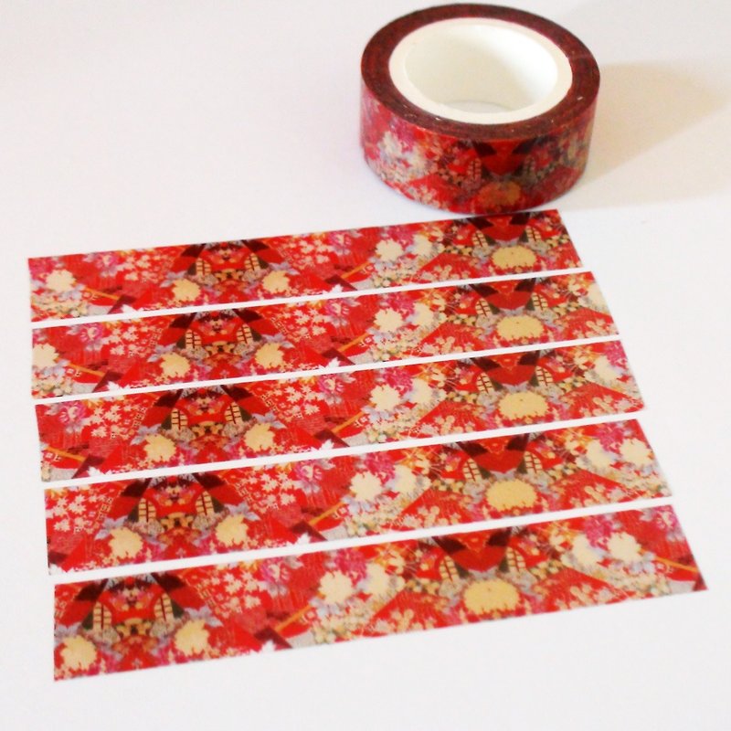 赤い着物の紙テープのディスペンス - マスキングテープ - 紙 