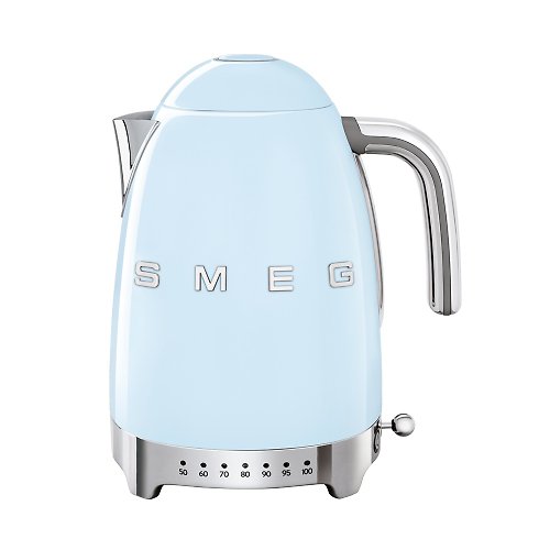 SMEG 義大利美學家電 【SMEG】義大利控溫式大容量1.7L電熱水壺-粉藍色