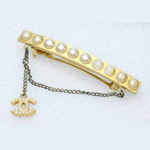 LA LUNE Vintage 日本鑑證古董品選物店 稀有中古二手Chanel金色珍珠Logo吊飾髮夾胸針心口針別針飾品禮物