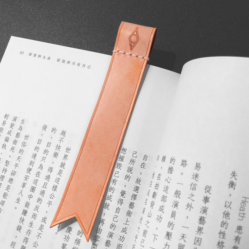 【Leather Bookmark】Orange - Bookmarks - Genuine Leather Orange