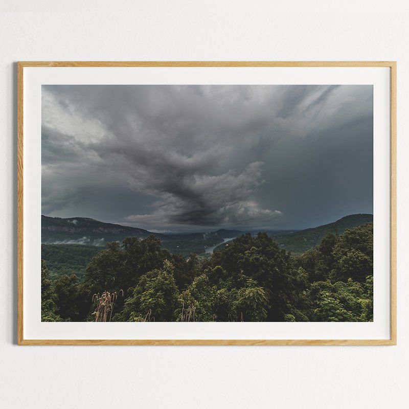 雷の天気暗い空濡れた緑のジャングルの森の雨ハリケーンの雲風 - ポスター・絵 - 紙 