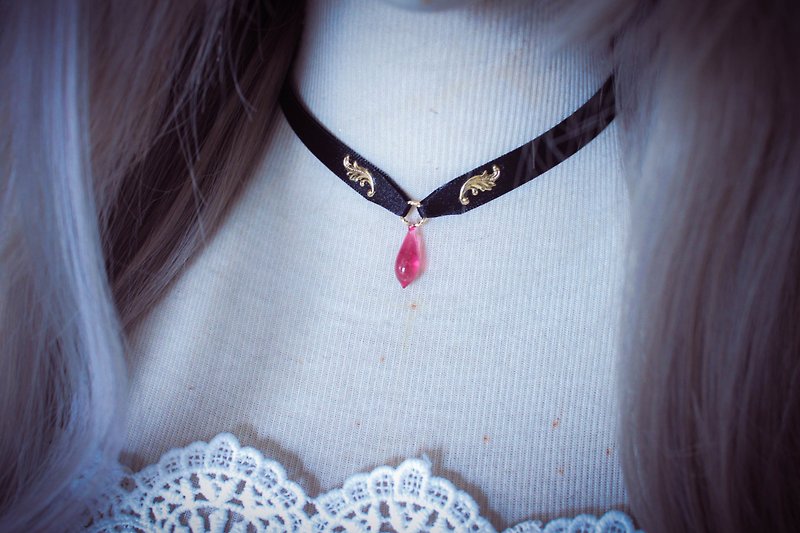 *Mi Luna Story*blood oath Necklace - สร้อยคอ - แก้ว สีแดง