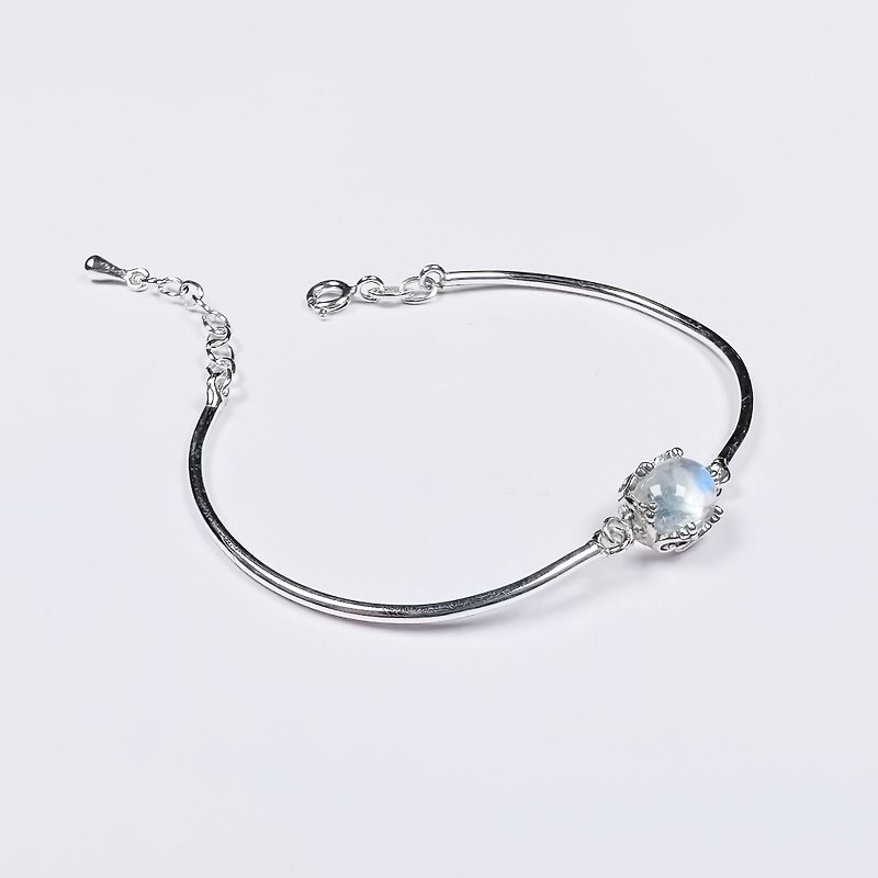 moonstone crown inlaid bracelet - Bracelets - Sterling Silver White